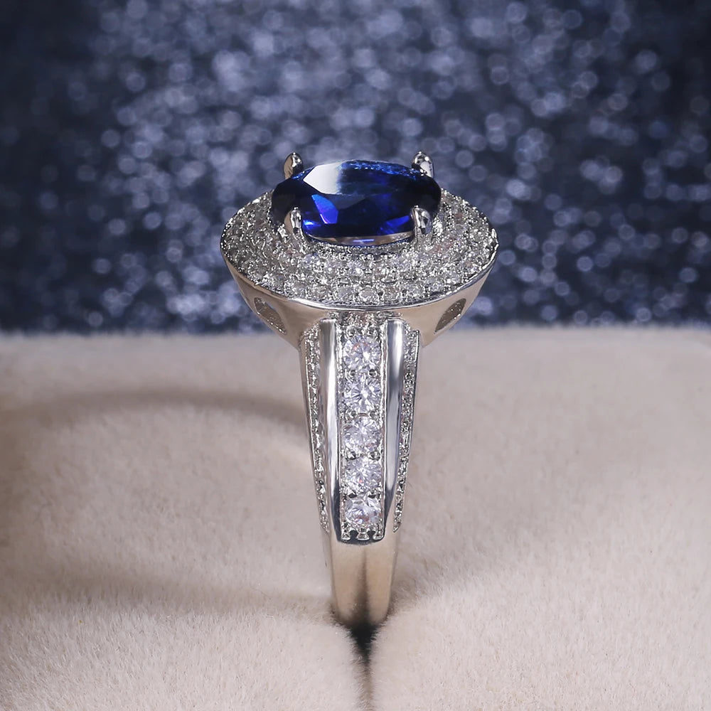 Zenat Luxury Prong Rings – Deep Blue Zircon