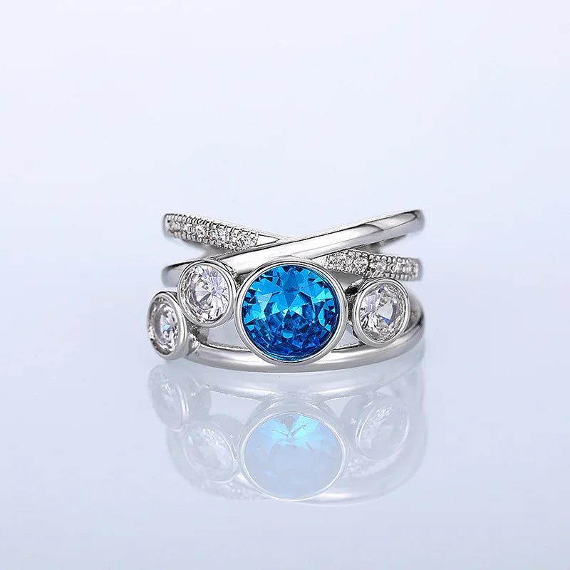 Zenat Sea Blue Cubic Zirconia Women’s Ring