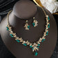 Zenat 3PC Sparkling Leaf Water Drop Jewelry Set