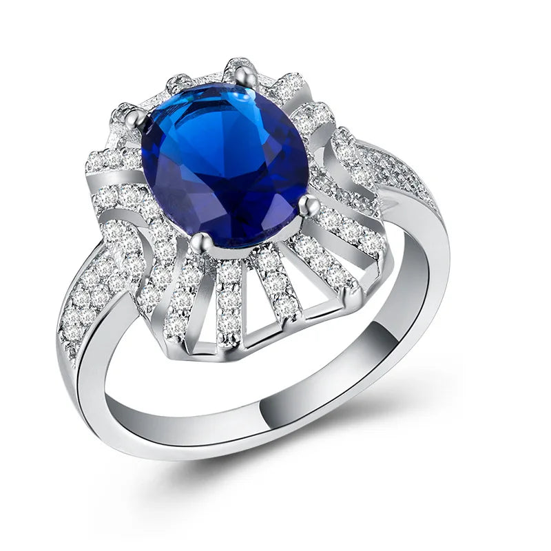 Zenat Luxury Prong Rings – Deep Blue Zircon
