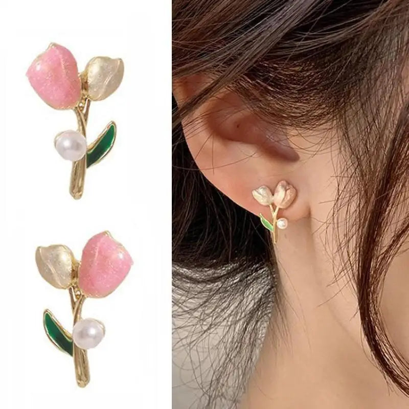 925 Silver Needle Green Flower Earrings For Women Korean Fashion Jewelry 2025 Trending Luxury Zircon Leaf Women's Stud Earrings