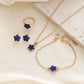 New Romantic 5 Flower Petal Pendant Necklace Set for Women Girls Stud Earring Bracelet Ring Combination Jewelry Party Gifts