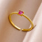 Colorful Cubic Zircon Open Ring For Women Stainless Steel Gold Color Square Rings Bohemian Romantic couple Jewelry Gifts