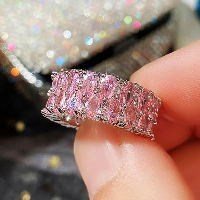 Fashion Luxury Cubic Zirconia Engagement Rings for Women Marquise Crystal Wedding Ring Party Jewelry Gift