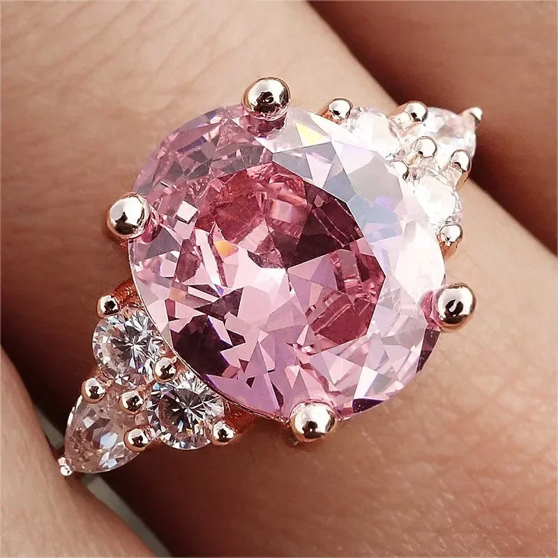 Zenat Pink Zirconia Trendy Sweet and Romantic Engagement Rings