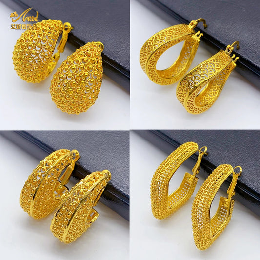 Zenat Dubai Gold Plated Hollow Earrings – Fine Jewelry