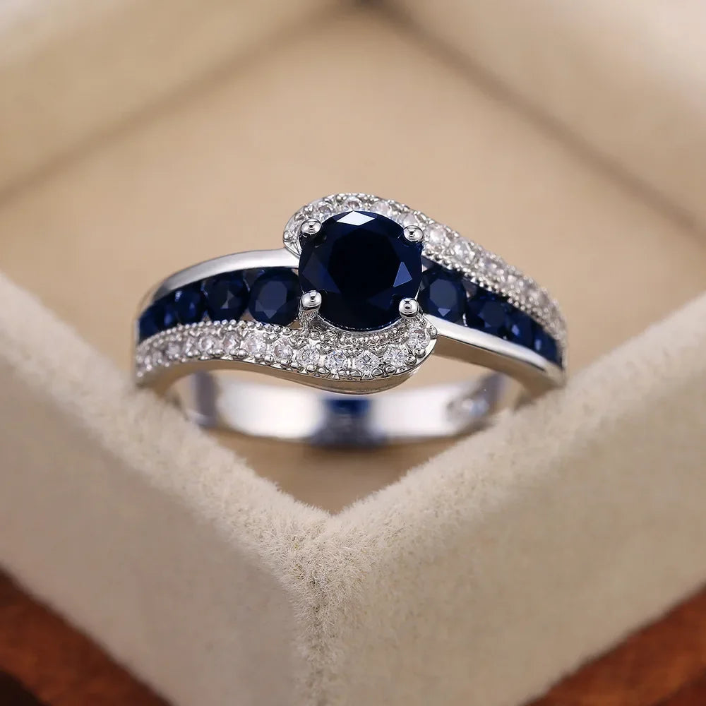 Zenat Luxury Prong Rings – Deep Blue Zircon