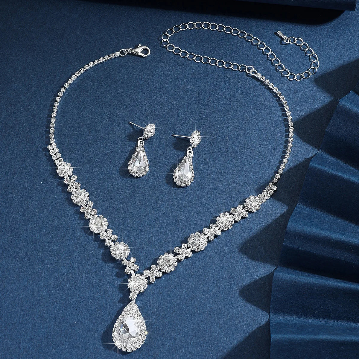 Zenat 3PC Water Drop Copper Chain Jewelry Set