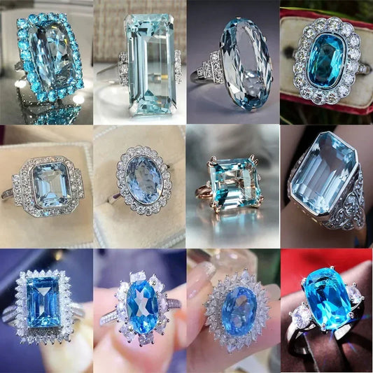 Zenat Sea Blue Cubic Zirconia Women’s Ring