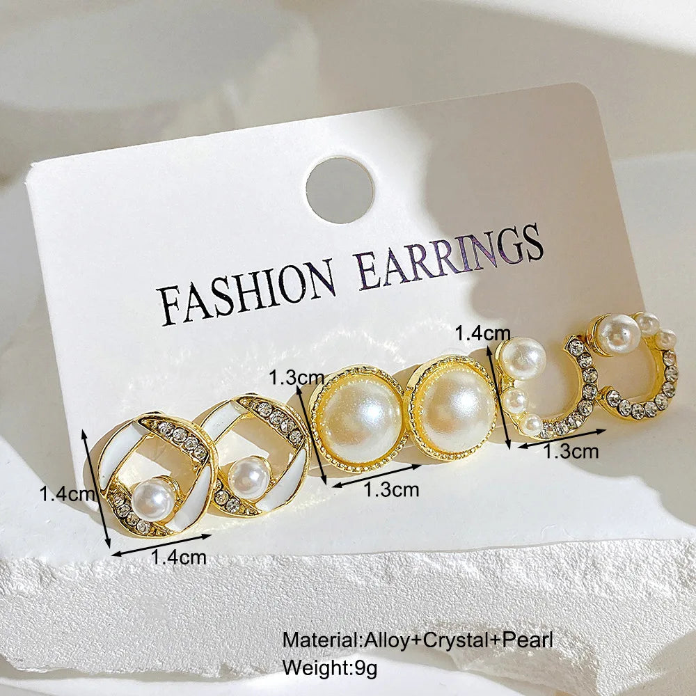 Zenat Bow Fishtail Pearl Moon Earrings Set