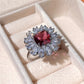 Zenat Deluxe Floral Red AAA Cubic Zirconia Gem Ring for Women