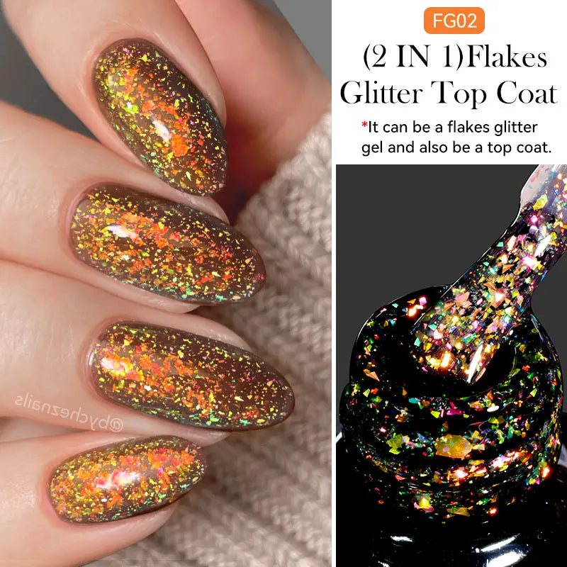 Zenat Bright Red Sparkling Glitter Gel Nail Polish