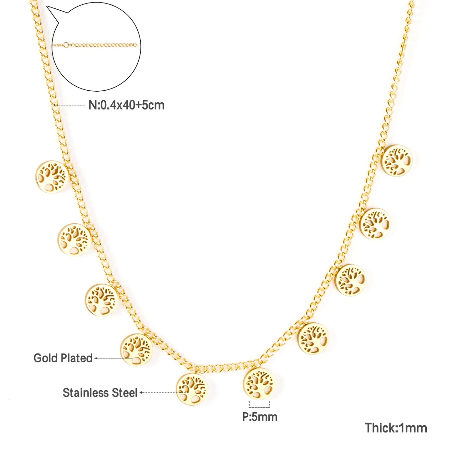 Zenat Golden Chains Necklaces Star Heart Stainless Steel