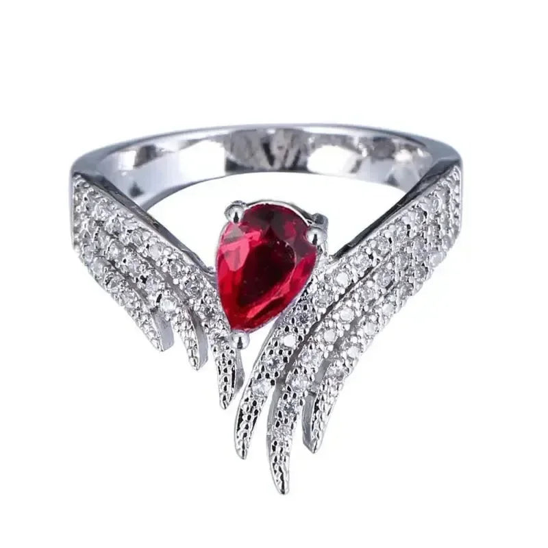 Zenat American Red Cubic Zirconia Ring