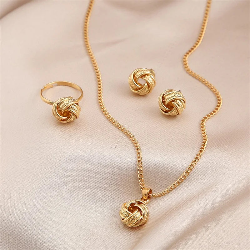 Zenat 3 Pcs Round Pearl Jewelry Set Of Earring Pendant Necklace For Women