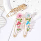Zenat Rhinestone Flower & Leaf Lapel Pin Brooches