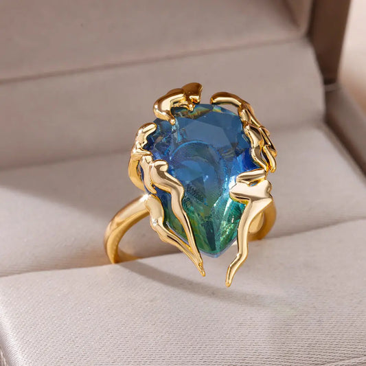 Zenat Zircon Flame Drop Adjustable Ring