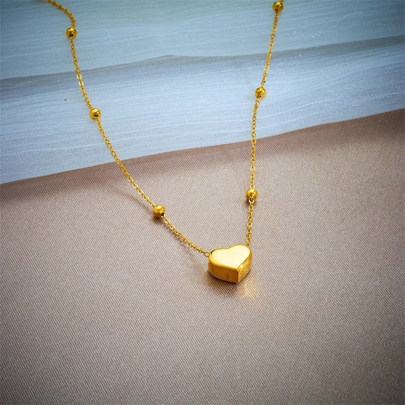 Zenat 316L Stainless Steel Golden Heart Chain Bracelets