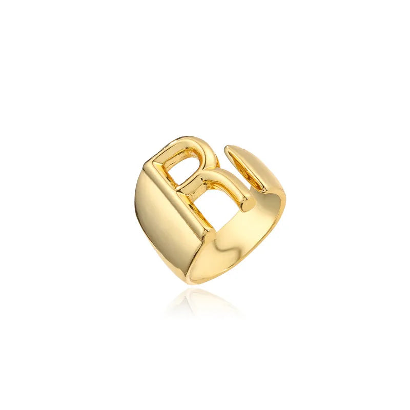 Zenat Letter Adjustable Stainless Steel Ring