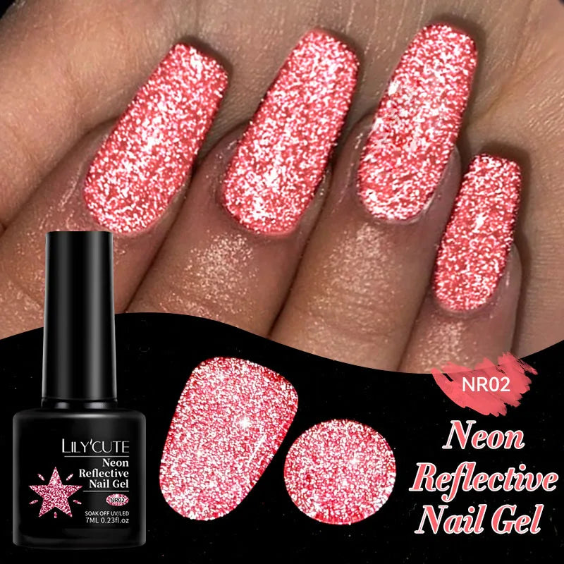 Zenat Bright Red Sparkling Glitter Gel Nail Polish
