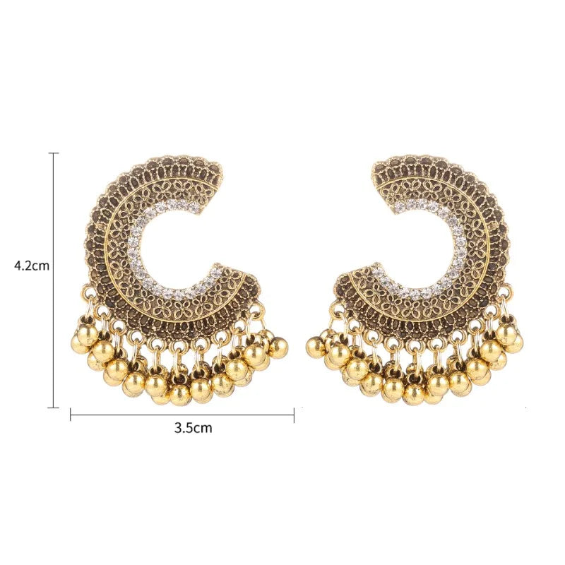 Zenat Colorful CZ Tassel Semicircle Jhumka