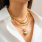 Zenat Link Chain 4Pcs/Set Gold Color Heart Pendant