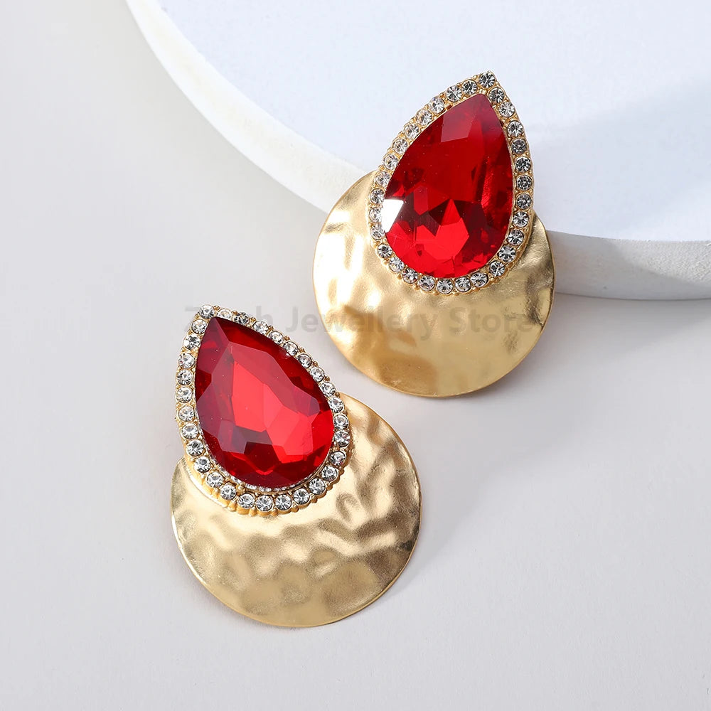 Zenat Big Round Metal Stud Earrings – Elegant Statement