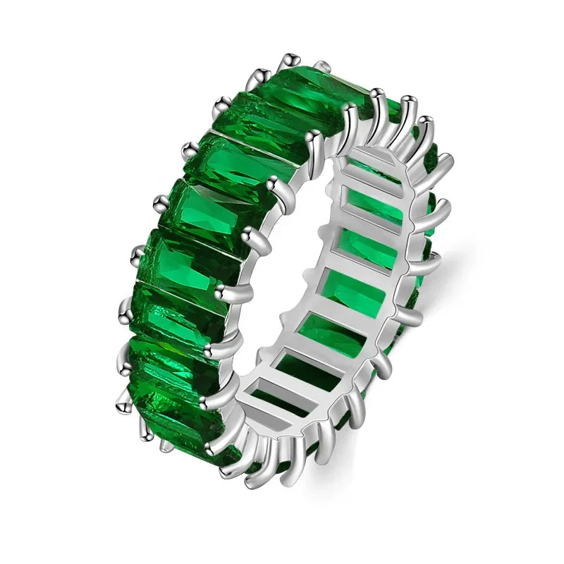 Luxury AAA CZ Green Wedding Rings for Women New Romantic Crystal Engagement Finger Ring France Party Bride Jewelry