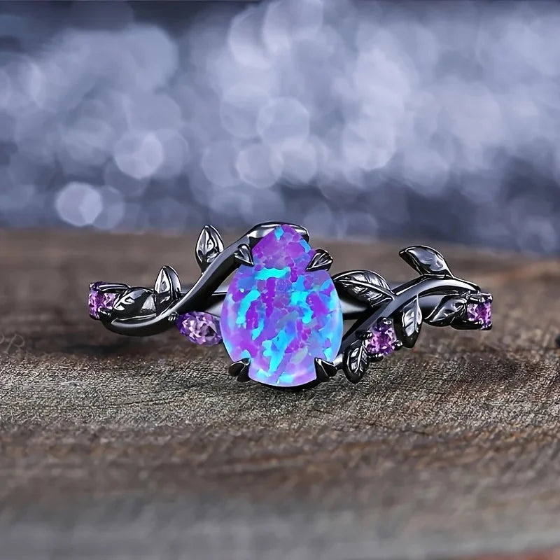 Zenat Opal Leaf Style Ring – Trendy Chic