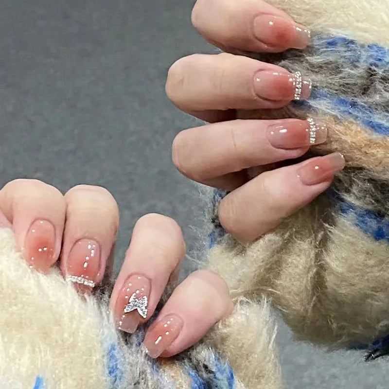 Zenat 24Pcs Glitter Diamond Press-On Nails