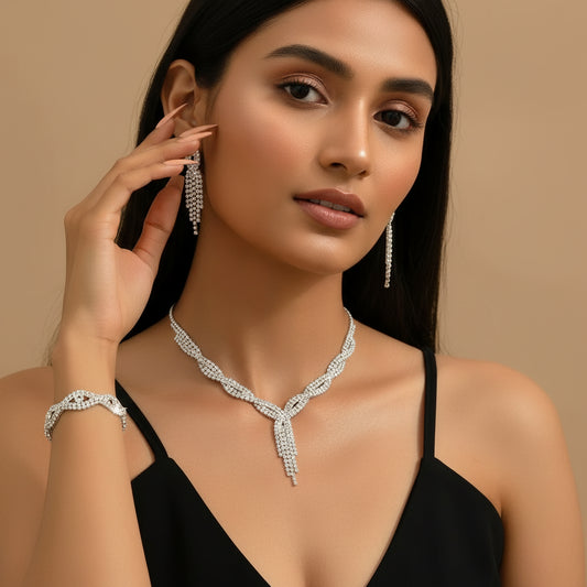 Zenat 4PC Women's Hollow Tassel Jewelry Set