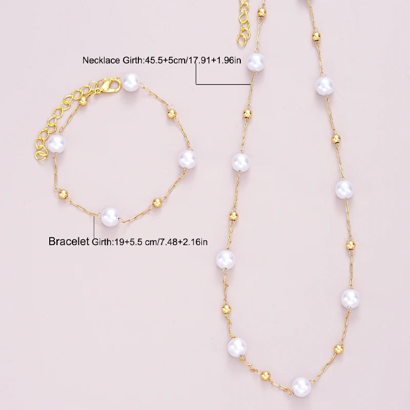 Zenat 2PC Gold Pearl Cross Jewelry Set