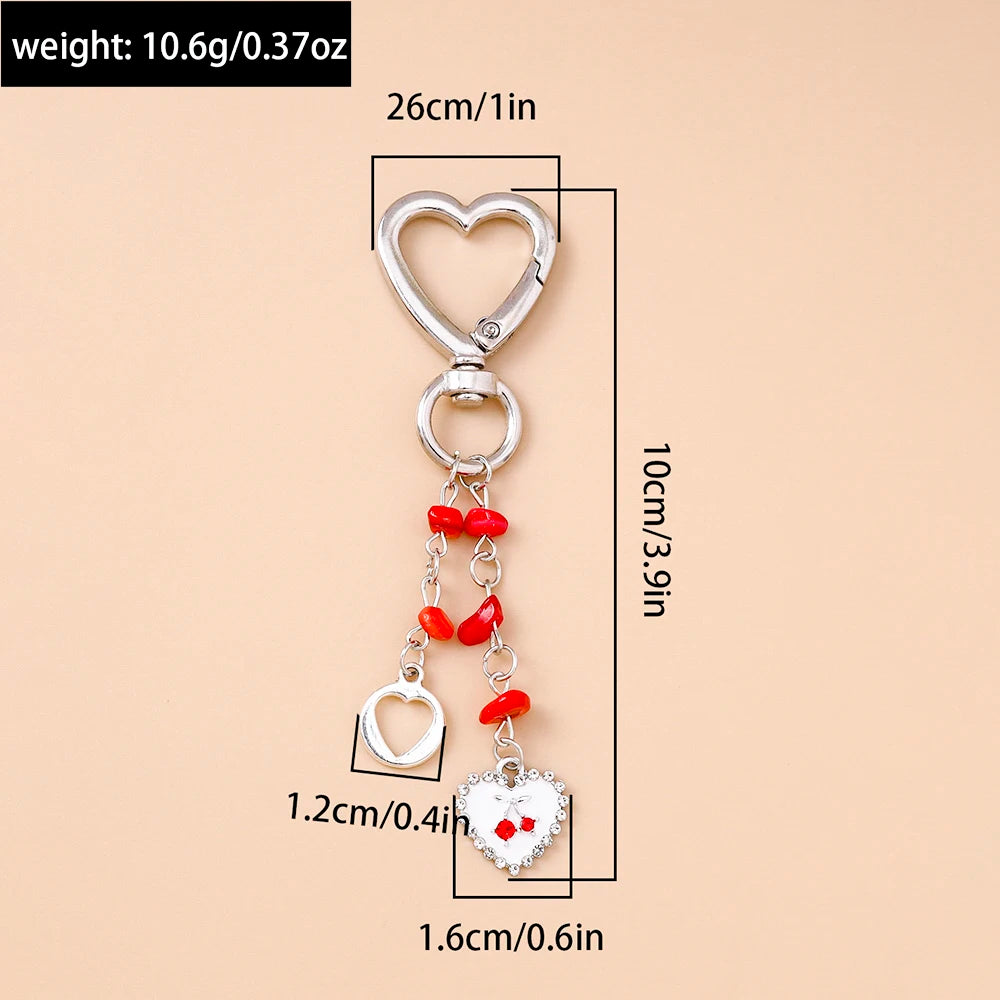 Cute Enamel Flower Butterfly Keychain Women Girls Love Heart Key Ring Pendants Handbag Decor DIY Handmade Jewelry Gifts