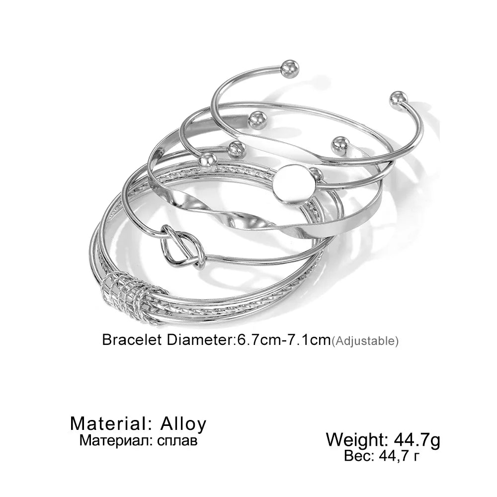 5Pcs Set Gold/Silver Color Bracelet