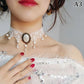 Zenat Gothic Black Lace Crystal Choker Necklace