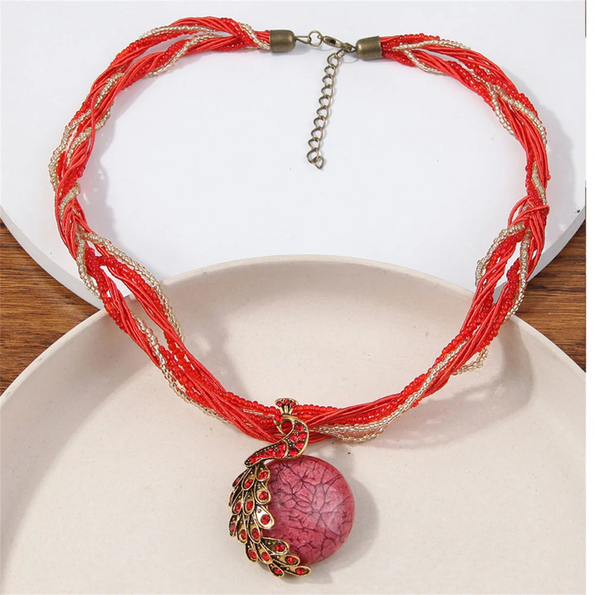 Zenat Elegant Vintage Peacock Tassel Pendant Necklace