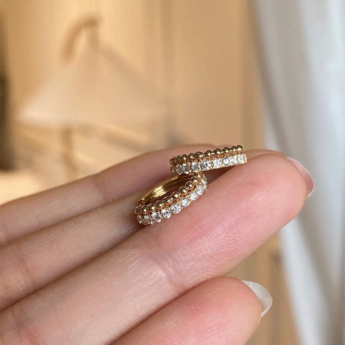 Zenat 925 Silver Gold Zircon Geometric Earrings – Luxury