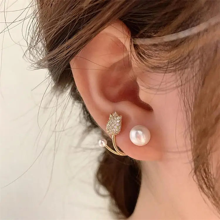 925 Silver Needle Green Flower Earrings For Women Korean Fashion Jewelry 2025 Trending Luxury Zircon Leaf Women's Stud Earrings
