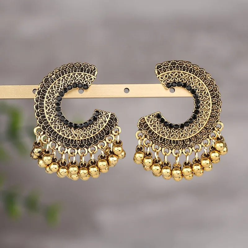 Zenat Colorful CZ Tassel Semicircle Jhumka