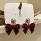 Zenat Vintage Black Bowknot Geometric Stud Earrings