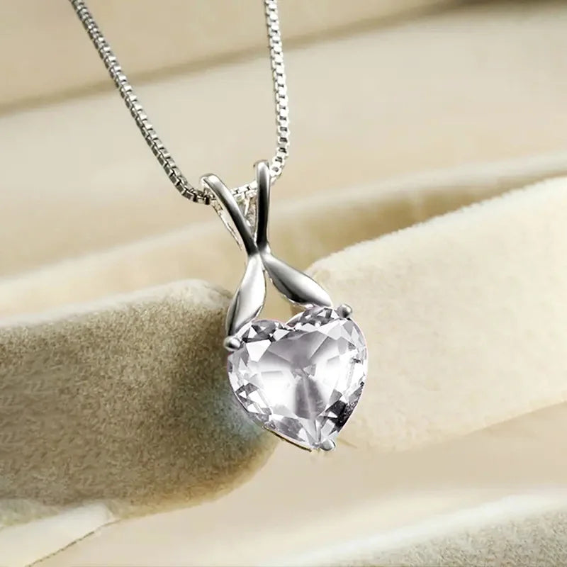 2025 Gorgeous White/Green/Purple/Pink Cubic Zirconia Women Necklace Simple and Elegant Design Female Wedding Trendy Jewelry