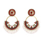 Zenat Retro Green Carved Pearl Tassel Jhumka