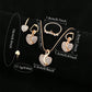 Zenat Quartz Watch Gold Luxury Ring Necklace Earring Set