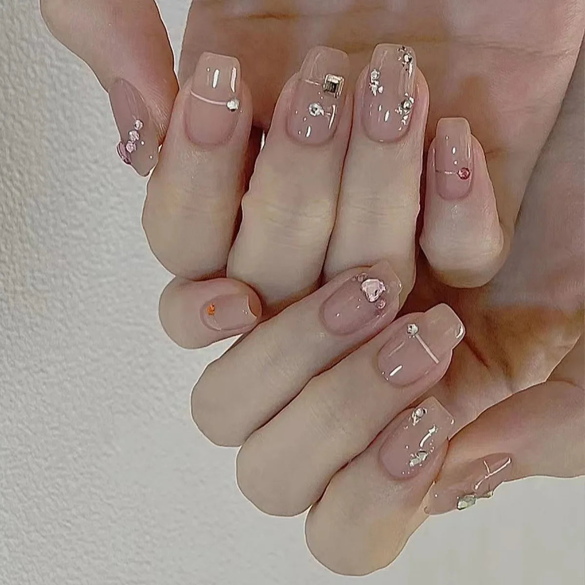 Zenat 24Pcs Glitter Diamond Press-On Nails
