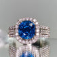 2025 New Blue Cube Zircon Ring Fashionable and Elegant High End Women's Bridal Wedding Luxury Personalized Jewelry Accessories