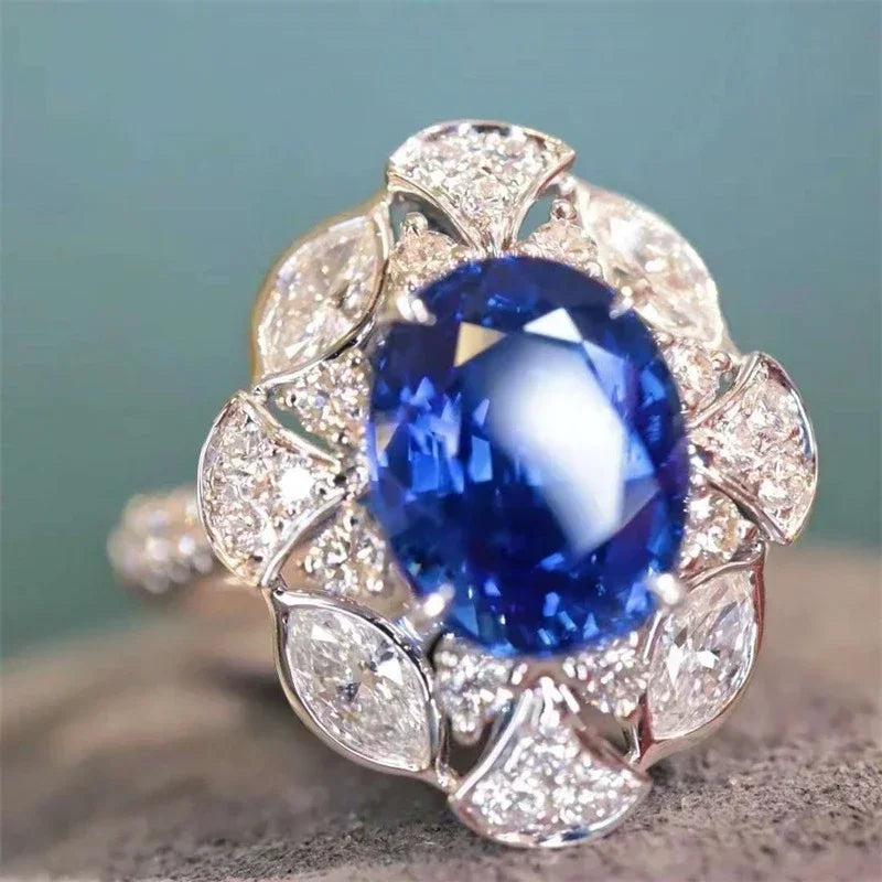 Zenat Blue Cube Zircon Elegant Ring