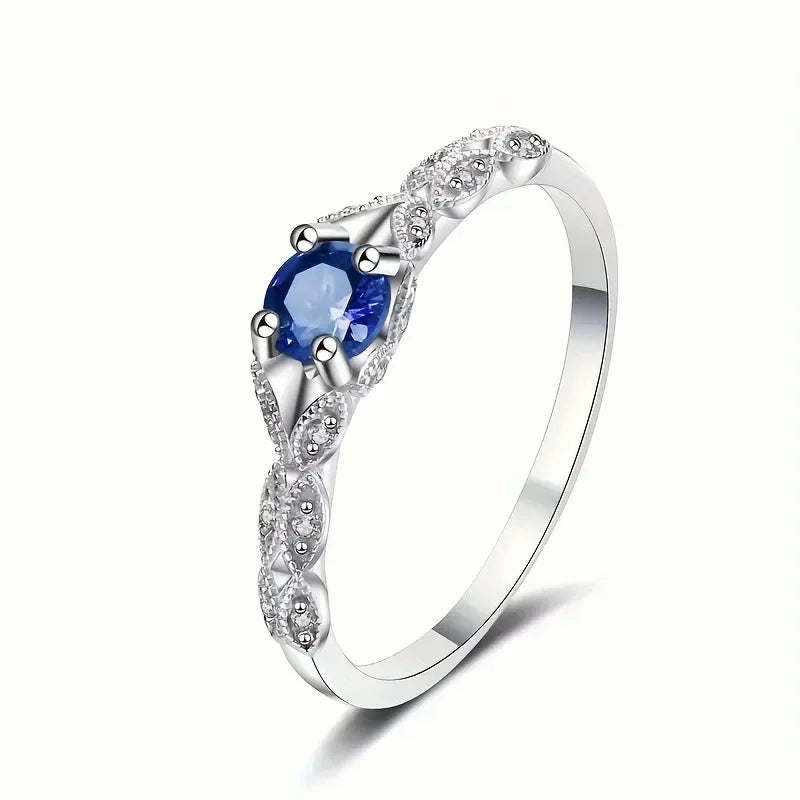 2025 New Blue Cube Zircon Ring Fashionable and Elegant High End Women's Bridal Wedding Luxury Personalized Jewelry Accessories