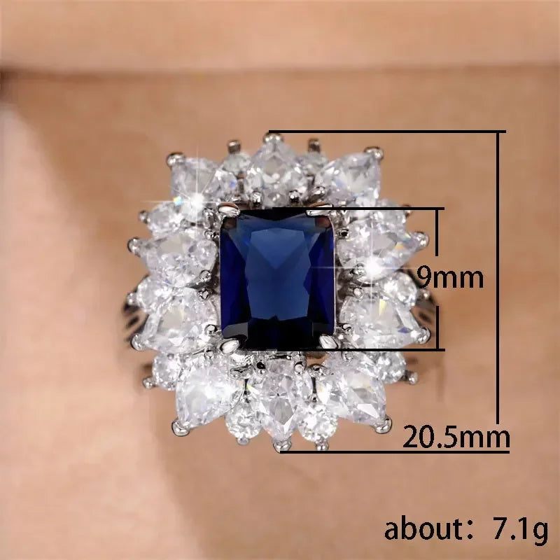 Zenat Blue Cube Zircon Elegant Ring