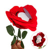 Unique Rose Flower Ring Boxes Red Velvet Rose Earring Gift Holder