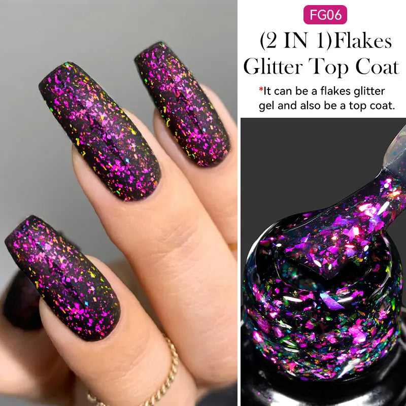 Zenat Bright Red Sparkling Glitter Gel Nail Polish